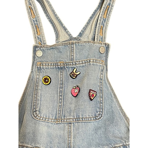 Old Navy Other - Old Navy Overalls Girls Size Large 10-12 Shorts with Faux Pins Distressed Y2K